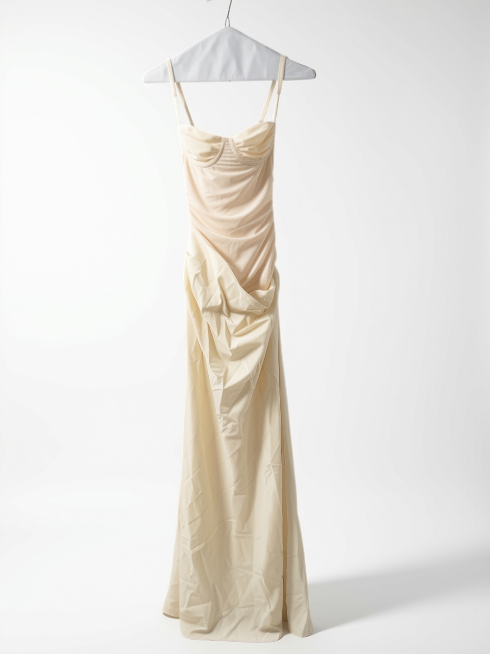 Peppermayo Cream/ Pale Yellow Draped Maxi Dress